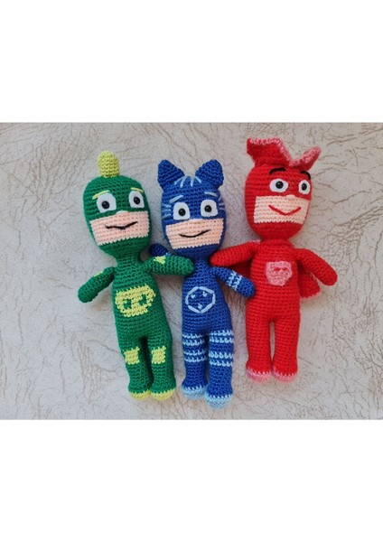 Amigurumi Oyuncak Peluş Örgü Pijamaskeliler Set 1 Adet