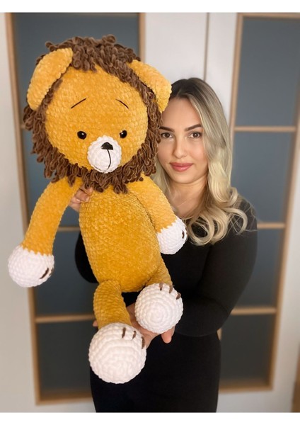 Elite 60CM Amigurumi El Yapımı Uyku Arkadaşı Aslan (Isim Işlemesi Yapılır) 1 Adet