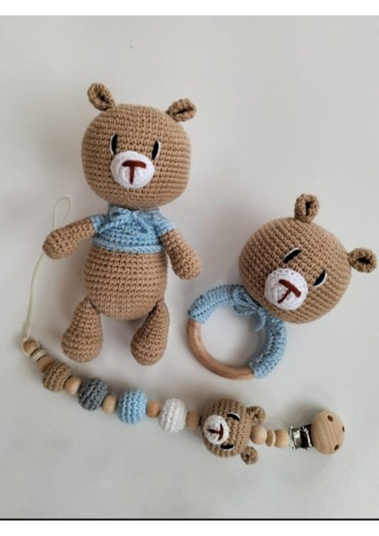 Amigurumi Waffle Ayıcık Yenidoğan Set 1 Adet