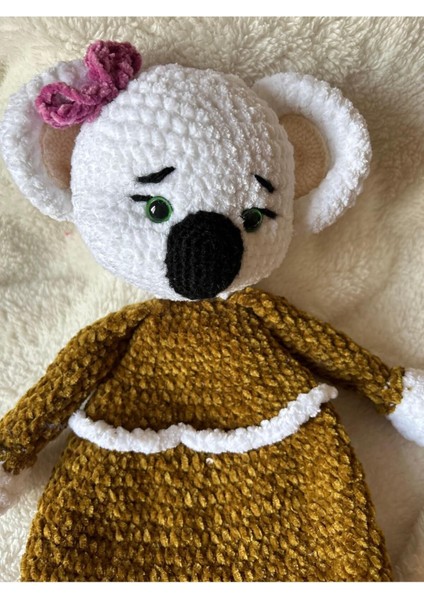 Pembe Tokalı Amigurumi Koala Uyku Arkadaşı Organik Uyku Arkadaşı 1 Adet indirimleri