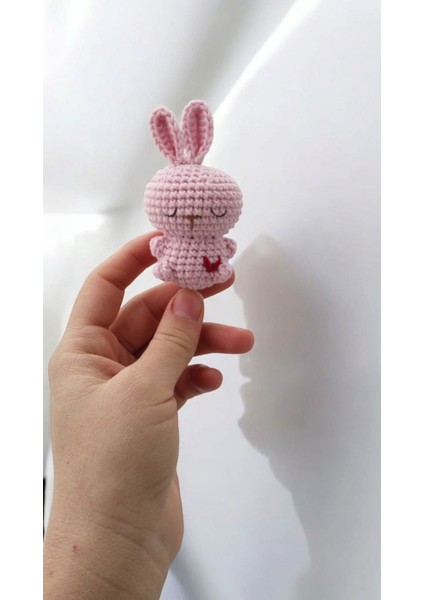 Amigurumi Anahtarlık Oyun Arkadaşı Sevimli Tavşan Pembe 1 Adet