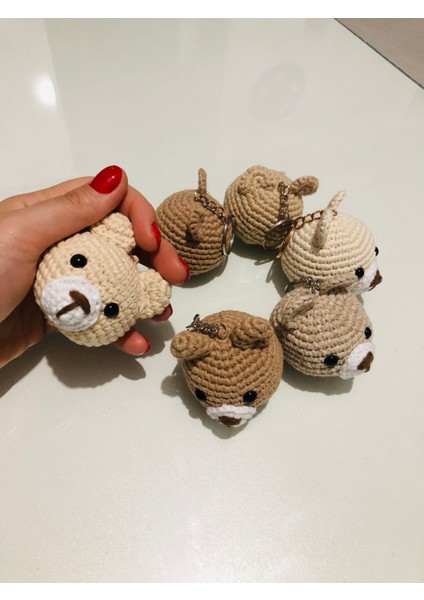 Amigurumi Örgü Ayıcık Kafa Anahtarlık 1 Adet