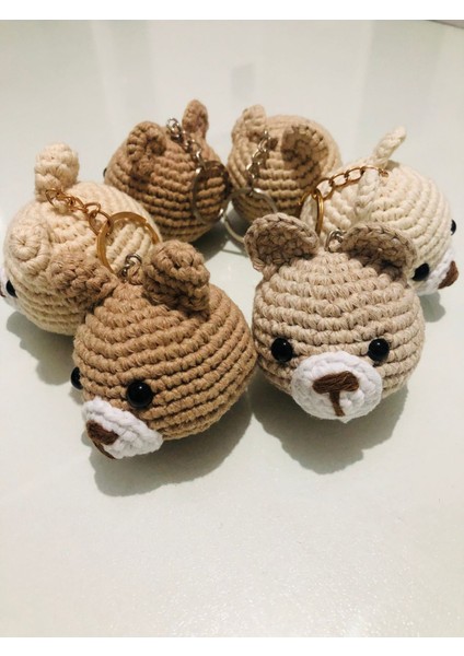 Amigurumi Örgü Ayıcık Kafa Anahtarlık 1 Adet