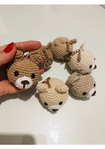 Amigurumi Örgü Ayıcık Kafa Anahtarlık 1 Adet