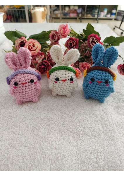 Amigurumi Mini Tavşan Arkadaşlar Oyuncak Anahtarlıklı 3 Lü Set Hediyelik 1 Adet fiyatları
