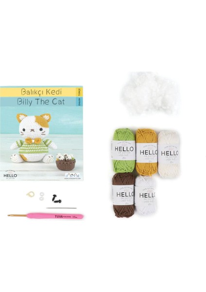 Tığ Işi Büyük Amugurumi Kit - Balıkçı Kedi 1 Adet modelleri
