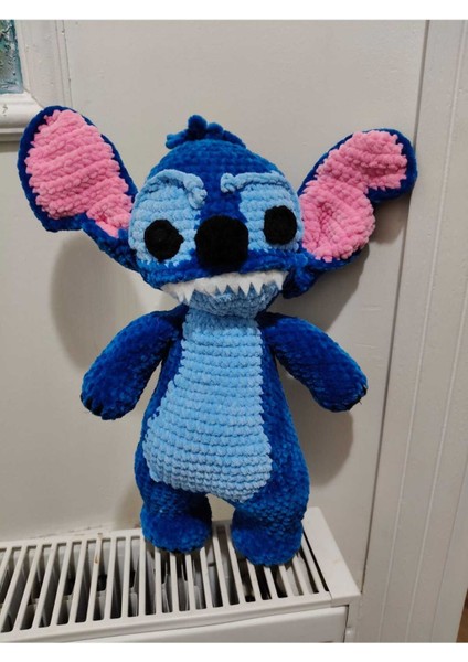 Stitch Kadife Ipten El Örgüsü Amigurumi 35 x 28 cm 1 Adet