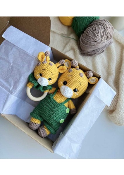 Elite Amigurumi Tulumlu Sevimli Zürafa 2li Set 1 Adet