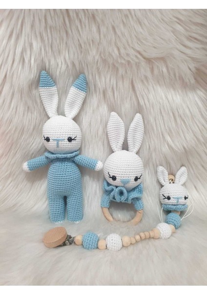 Amigurumi Organik Örgü Oyuncak Tavşan Set 1 Adet