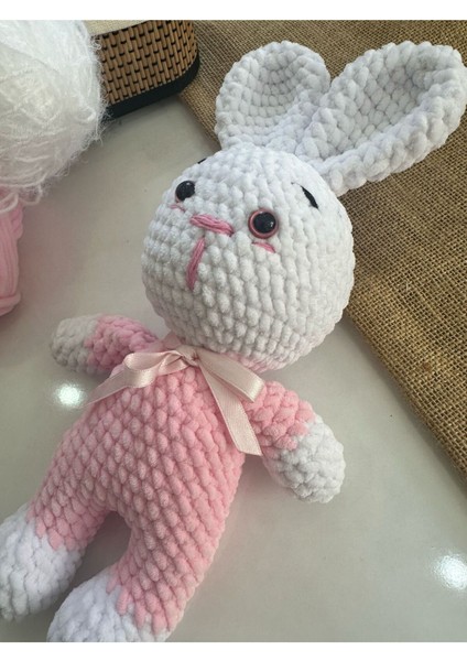 El Yapımı Amigurumi Tavşan - Pembe Beyaz 1 Adet fiyatları