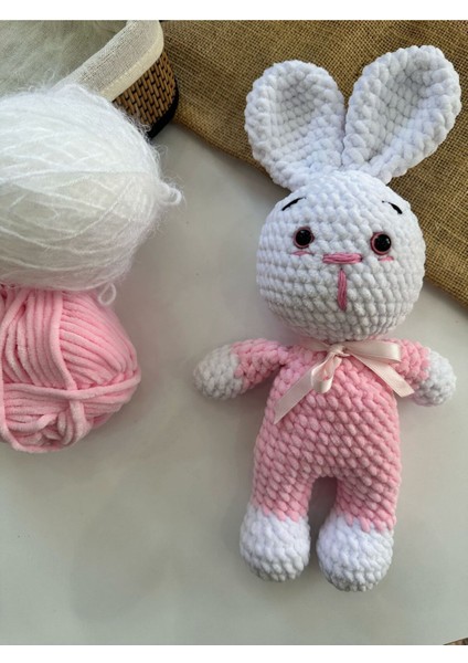 El Yapımı Amigurumi Tavşan - Pembe Beyaz 1 Adet modelleri