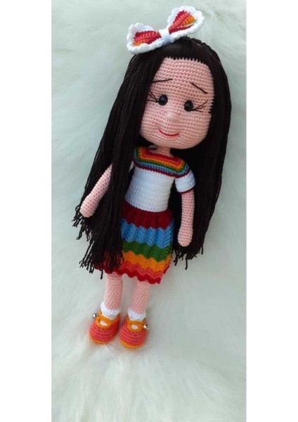 Gökkuşağı Güzeli Bebek Amigurumi Organik Oyuncak 1 Adet