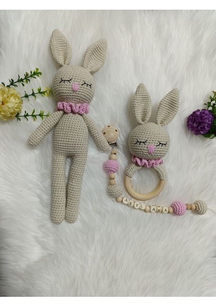 Pembe Uykucu Tavşan Set 1 Adet