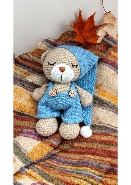 Amigurumi Oyuncak Uykucu Ayıcık Mavi Tulumlu 1 Adet fiyatları