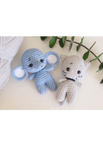 Amigurumi Oyuncaklar (Fil ve Kedi) El Örgüsüdür 1 Adet
