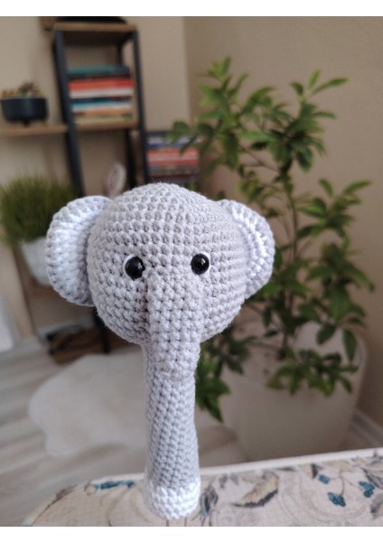 Amigurumi Hayvan Figürlü Saplı Sesli Çıngırak Bebek Oyuncağı 1 Adet