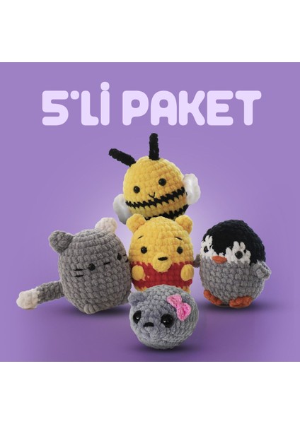 Beşli Paket Tığ Kiti, Amigurumi Örgü Seti 1 Adet