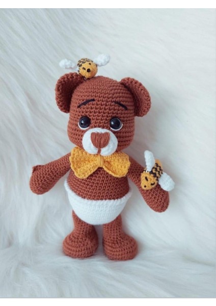 Papyonlu Tombik Ayıcık Amigurumi Organik Oyuncak 1 Adet