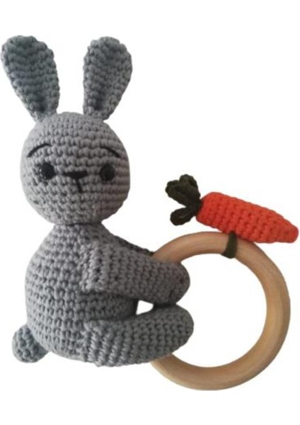 Havuçlu Tavşancık Çıngırak Amigurumi Organik Oyuncak 1 Adet