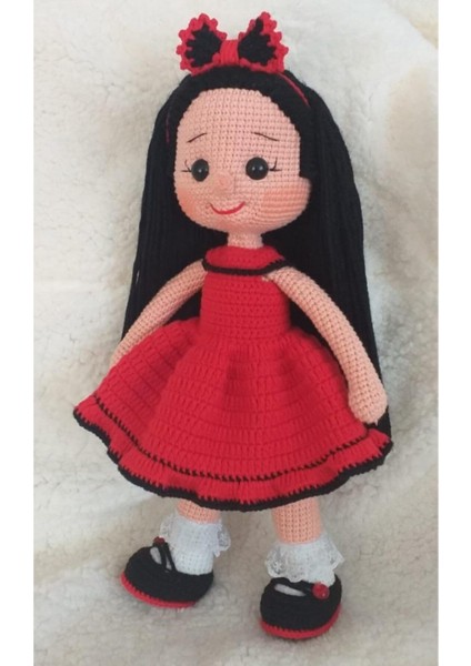 Kırmızı Siyah Fatoş Bebek Amigurumi Organik Oyuncak 1 Adet modelleri