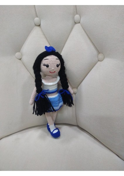 Amigurumi Siyah Saçlı Mavi Ay Bebek 1 Adet