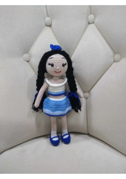 Amigurumi Siyah Saçlı Mavi Ay Bebek 1 Adet fiyatları