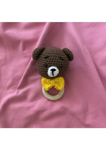 Elite Amigurumi El Emeği Çıngıraklı Diş Kaşıyıcı Ayıcık Figürlü 1 Adet