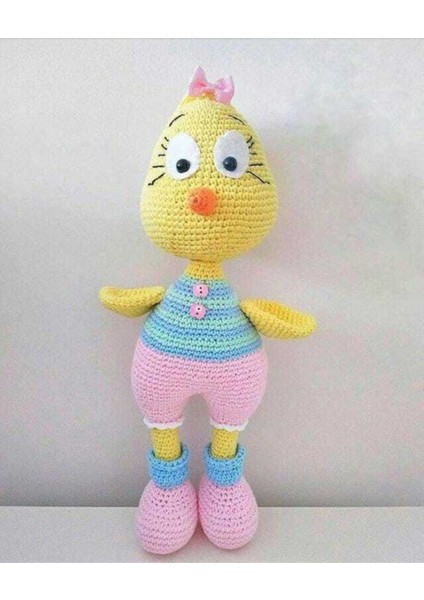 Süslü Civciv Amigurumi Organik Oyuncak 1 Adet