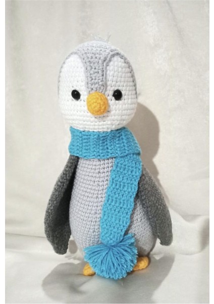 Amigurumi Mavi Atkılı Penguen 1 Adet