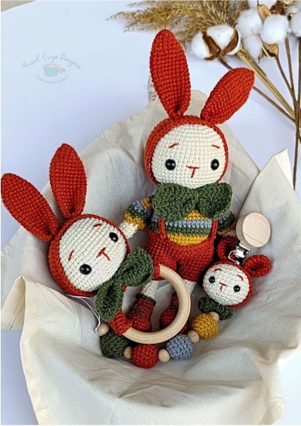 Amigurumi Harika Tavşanlar - Diş Kaşıyıcı ve Emzik Zinciri/askısı 1 Adet