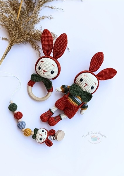 Amigurumi Harika Tavşanlar - Diş Kaşıyıcı ve Emzik Zinciri/askısı 1 Adet modelleri