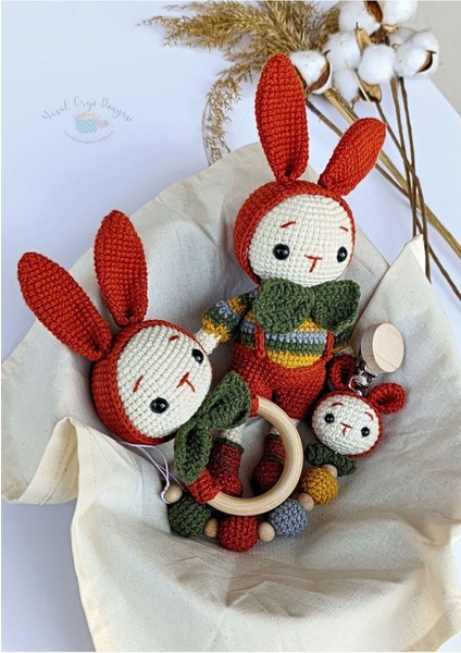 Amigurumi Harika Tavşanlar - Diş Kaşıyıcı ve Emzik Zinciri/askısı 1 Adet fırsatları