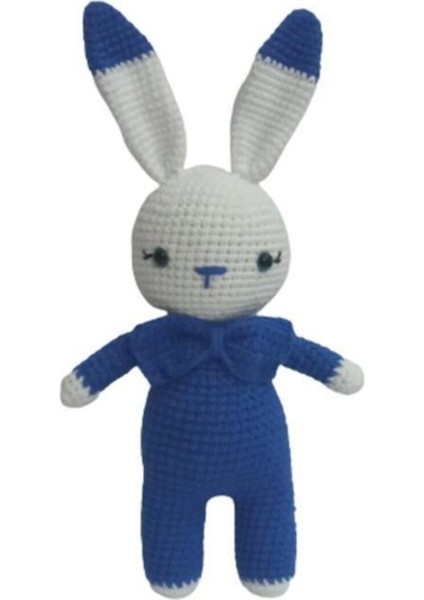 Saks Mavisi Miniş Tavşan Uyku Arkadaşı Amigurumi Organik Oyuncak 1 Adet