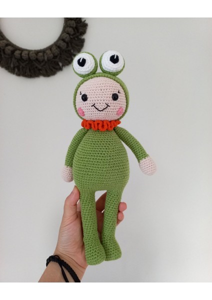 Amigurumi Kurbağa Uyku Arkadaşı Organik Oyuncak 1 Adet