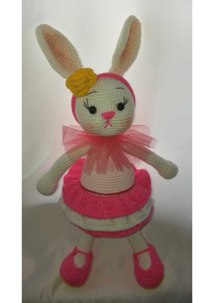 Süslü Sevimli Tavşan Amigurumi Organik Oyuncak 1 Adet