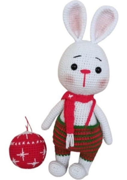 Tavşan Sunny ve Yılbaşı Süsü Amigurumi Organik Oyuncak 1 Adet