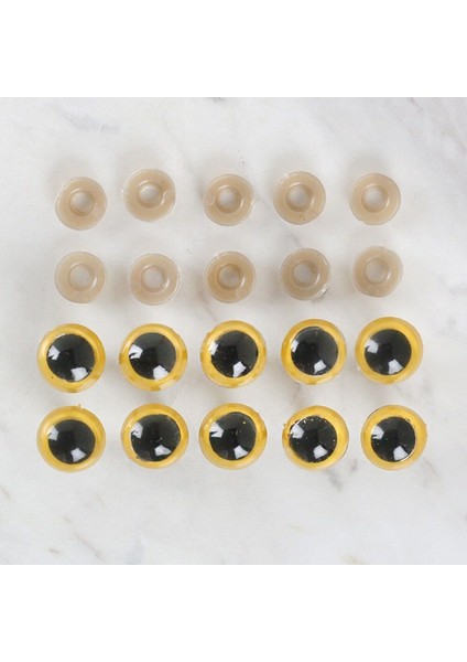 14 mm Açık Sarı 5 Çift Amigurumi Göz 1 Adet
