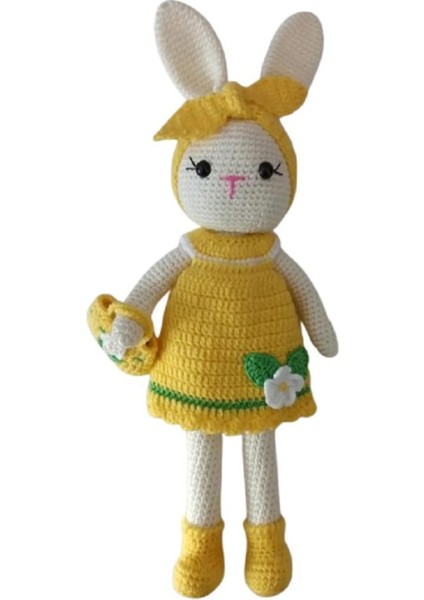 Sarı Papatya Tavşan Amigurumi Organik Oyuncak 1 Adet