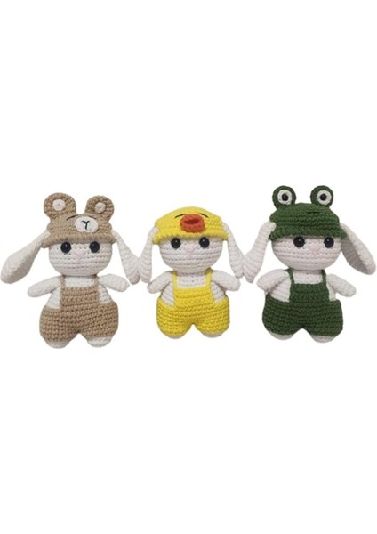 Tulumlu Tavşan Kardeşler Amigurumi Organik Oyuncak 1 Adet