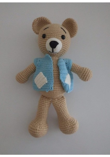 Yelekli Ayıcık Amigurumi Organik Oyuncak 1 Adet