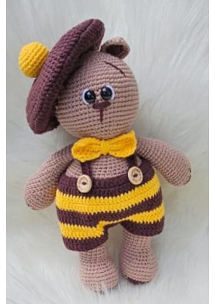 Amigurumi Organik, Uyku Arkadaşı Bal Ayısı Örgü Oyuncak 1 Adet