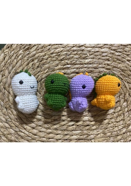 Elite Amigurumi Dinazor Anahtarlık, Çanta Süsü, Organik Oyuncak 1 Adet