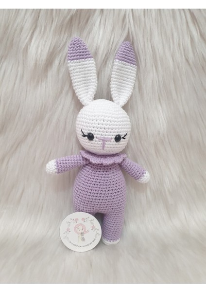 Amigurumi Organik Örgü Oyuncak Lila Tavşan 1 Adet