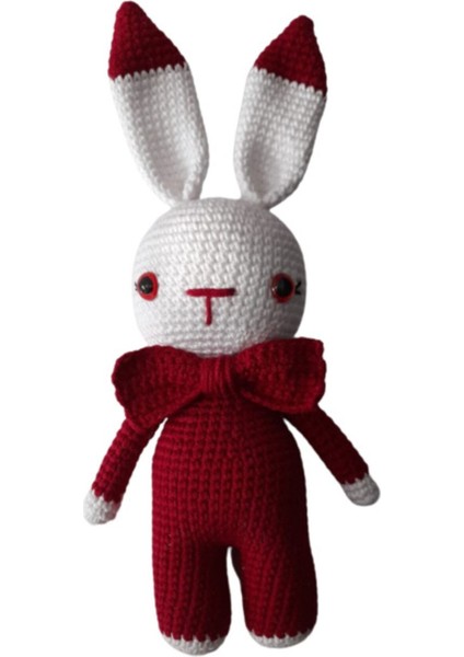 Bordo Miniş Tavşan Uyku Arkadaşı Amigurumi Organik Oyuncak 1 Adet