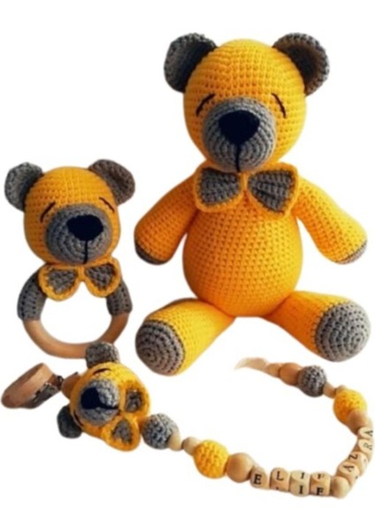Ayıcıklı Uyku Arkadaşı Takım Seti Amigurumi Organik Oyuncak 1 Adet