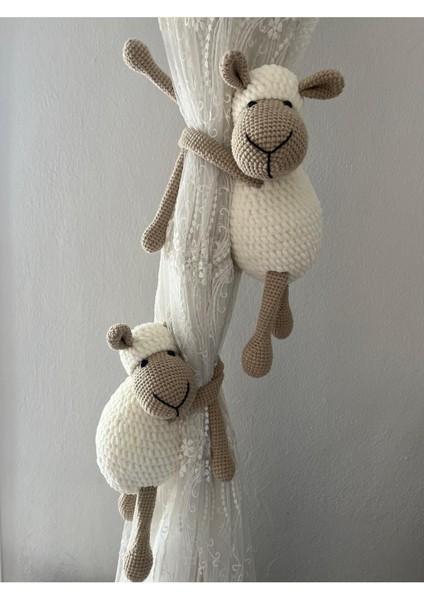 Amigurumi Kuzu Kuzucuk Perde Turuncu & Oyuncak (Çift) 1 Adet