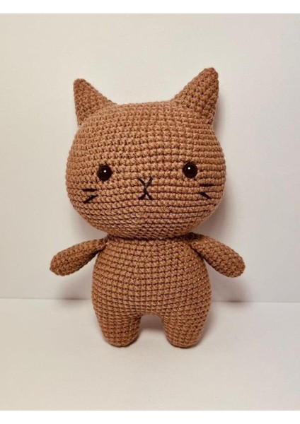 Kahverengi Miniş Pisi Uyku Arkadaşı Amigurumi Organik Oyuncak 1 Adet