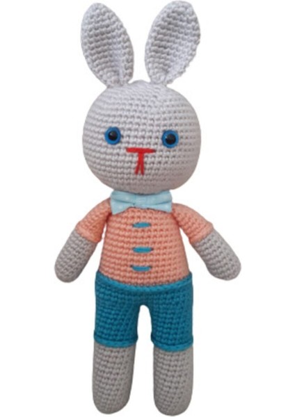 Sevimli Papyonlu Tavşan Amigurumi Organik Oyuncak 1 Adet