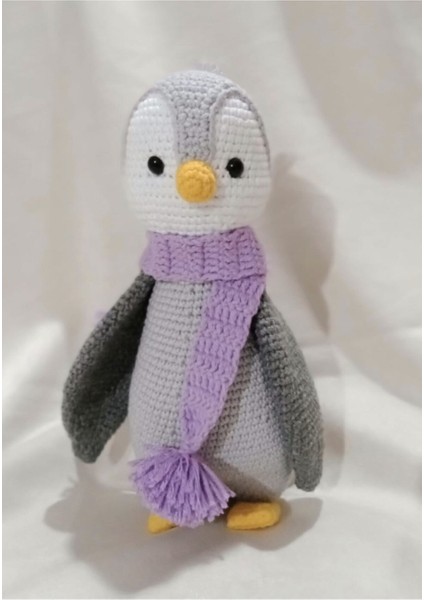Amigurumi Mor Atkılı Penguen 1 Adet