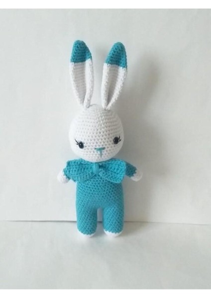 Turkuaz Miniş Tavşan Amigurumi Organik Oyuncak 1 Adet